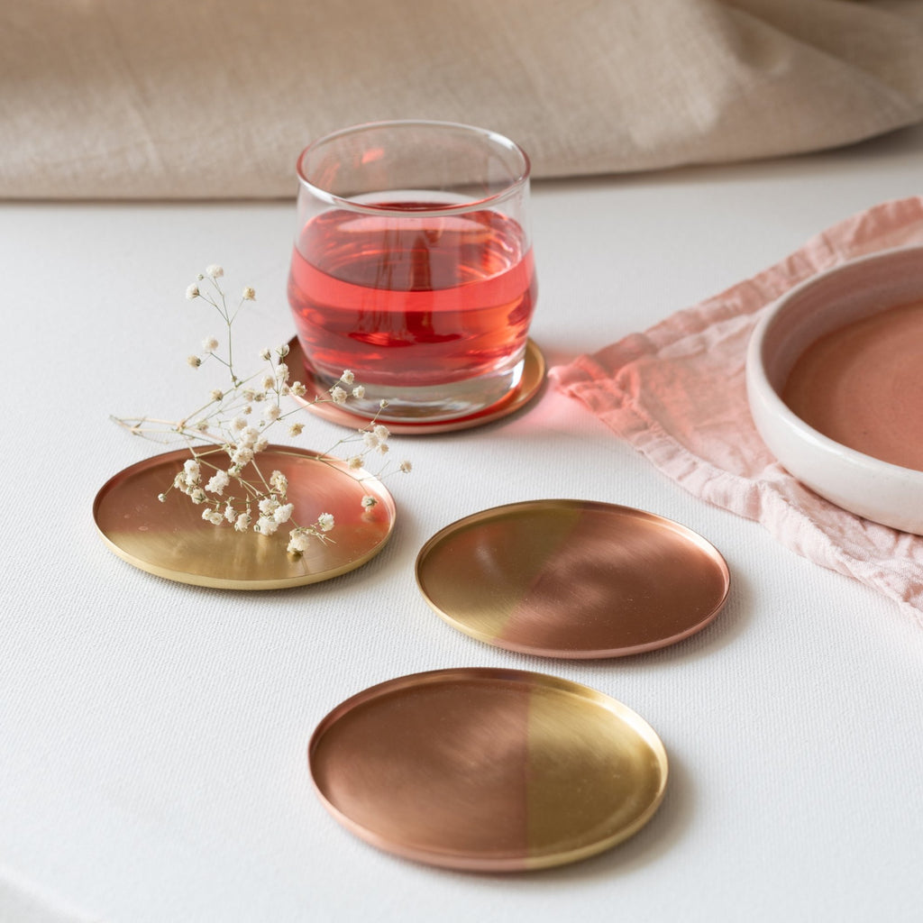 Two tone coasters copper & brass - Fleck