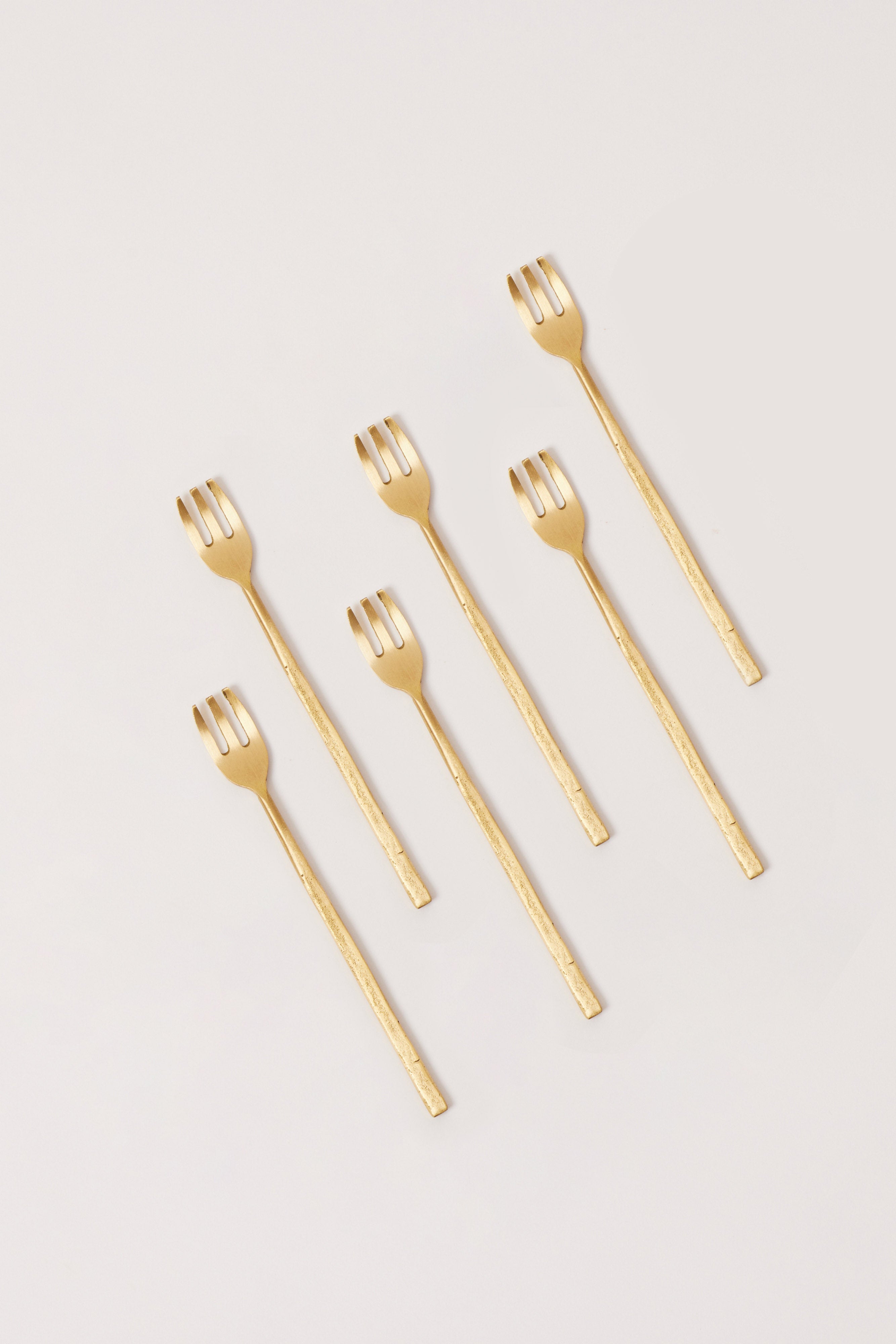 Wabi Dessert Forks Set,  Brass - Fleck