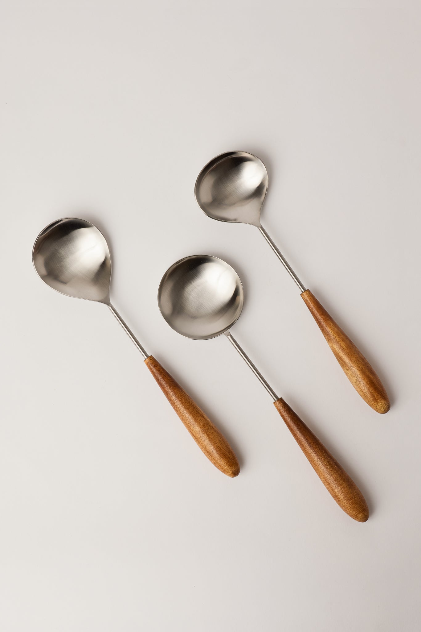 Wood &amp; Steel Serving Spoon, set of 3 - Fleck