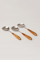 Wood & Steel Serving Spoons set of 3 - Fleck