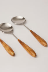 Wood & Steel Serving Spoons - Fleck