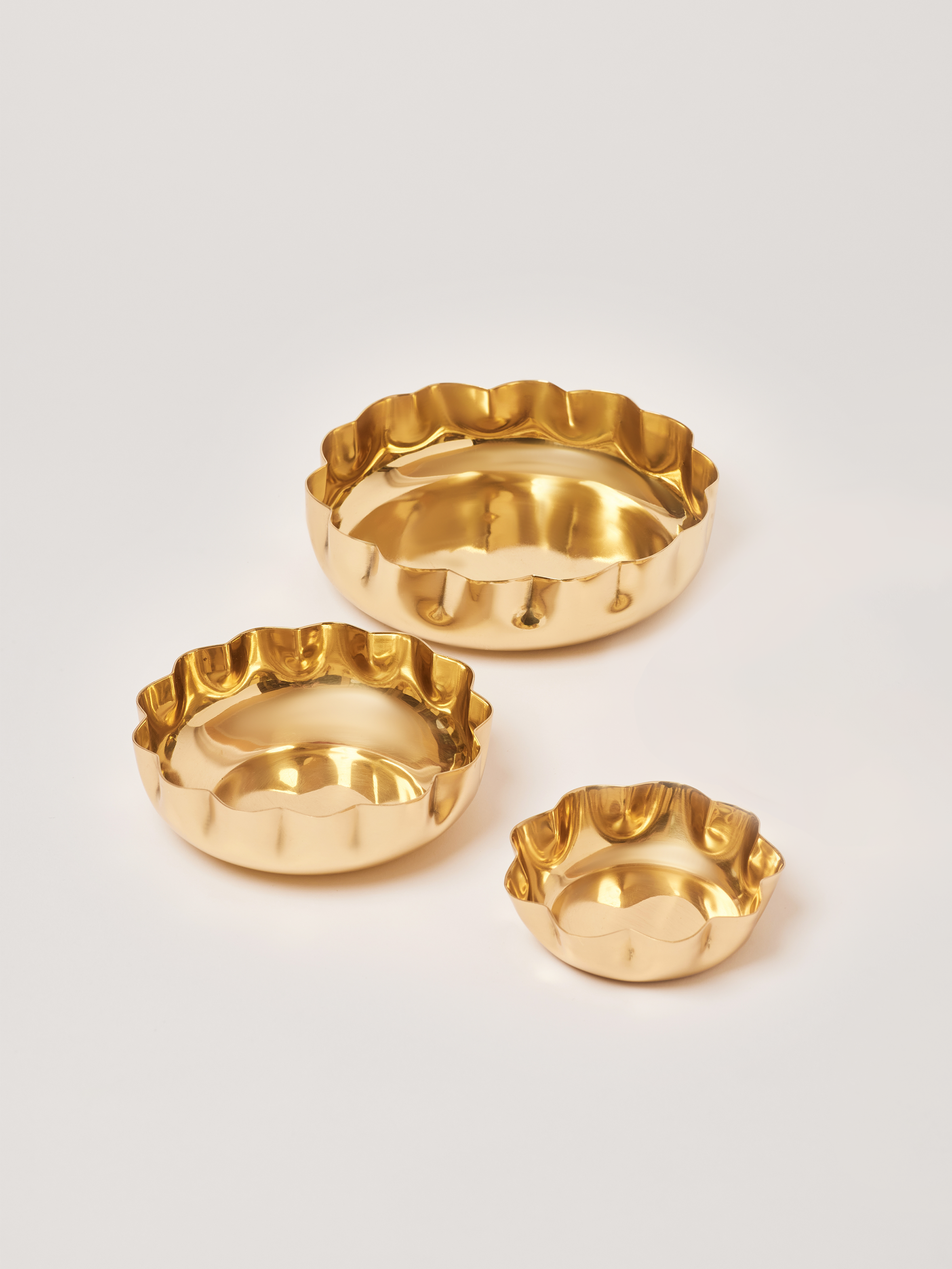 Hand shaped Brass Bowls, Set of 3 - Fleck